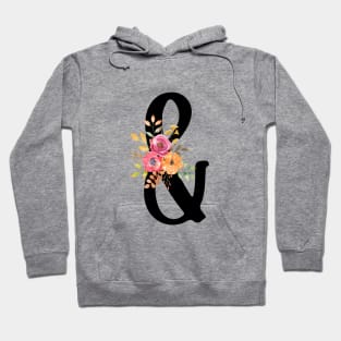 Ampersand "&" With Watercolor Floral Wreath Hoodie